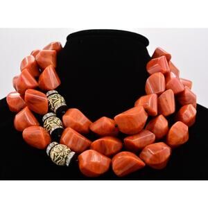 Fiocchi Italy Statement Necklace Triple Strand Rhinestone Crystal Signed Bin1